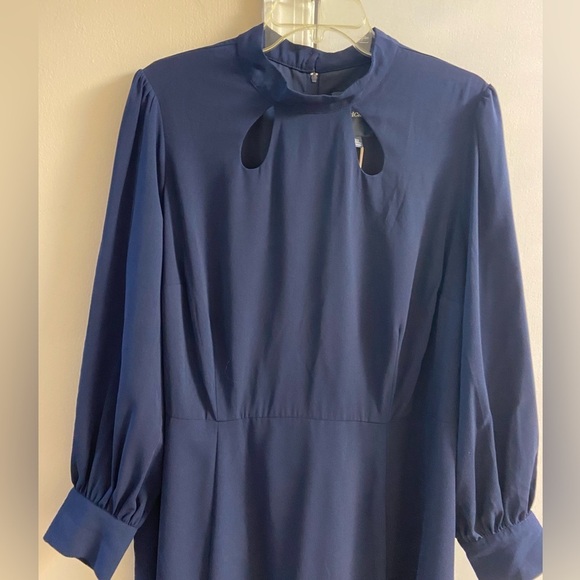 ModCloth Keyhole Navy Midi Dress Long Sleeve Size 22 NWT - Picture 5 of 13